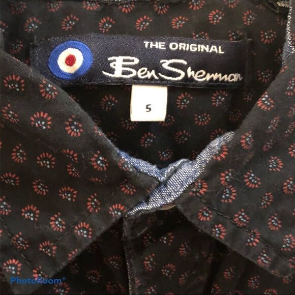 Boys BEN SHERMAN black patterned button down shirt - Picture 3 of 4